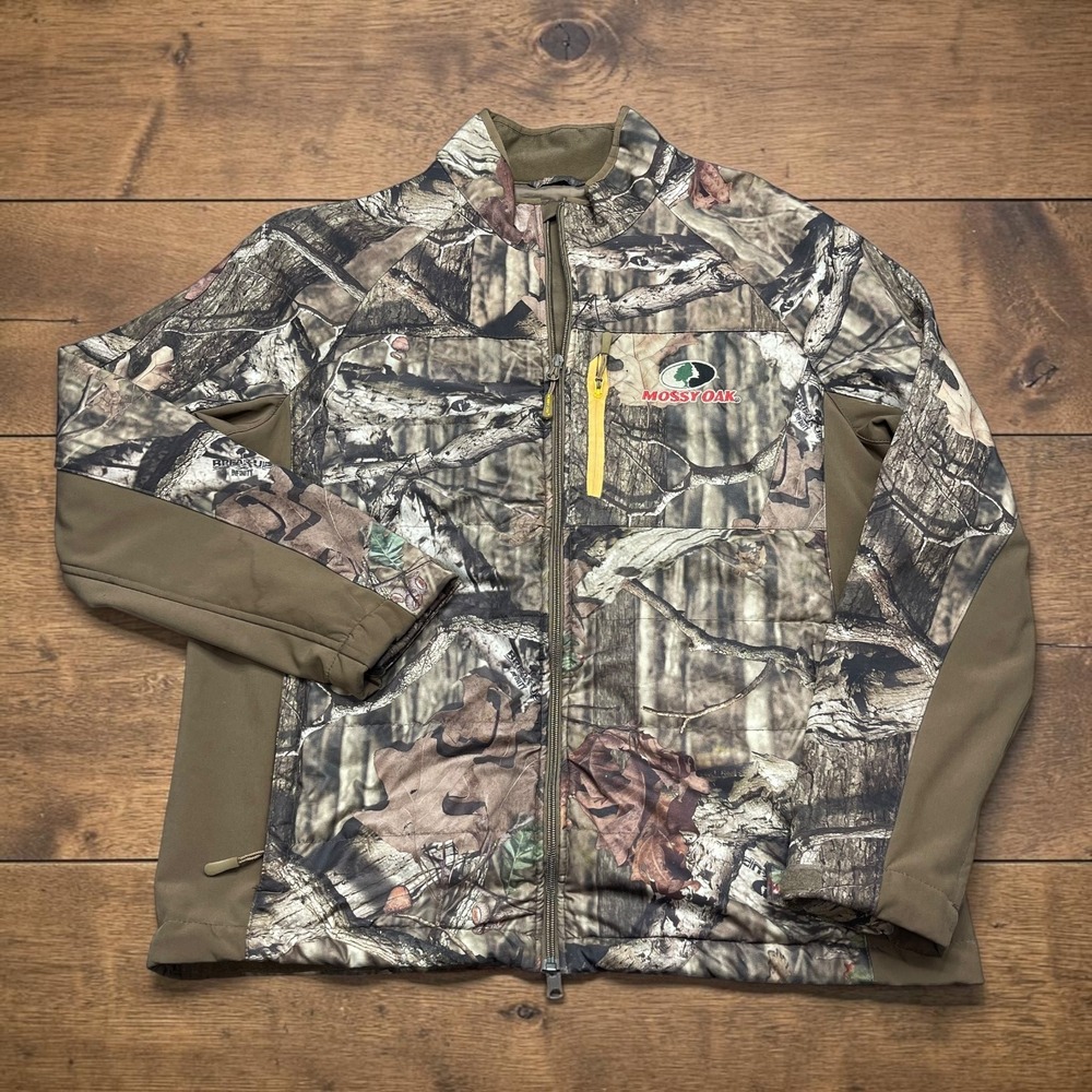 Mossy Oak Break Up Infinity Camo Full Zip Jacket Mens (L) Brown Hunting Outdoors
